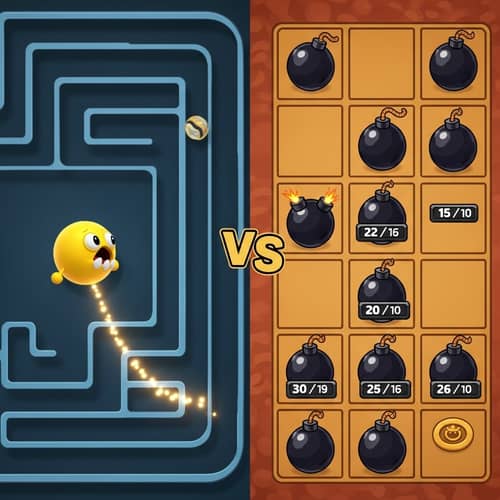 PacMan vs Bomberman: Strategic Face-Off Game Art