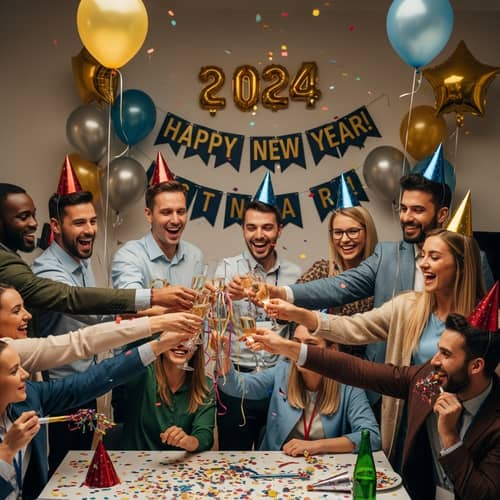 2024 New Year Celebration with Diverse Medical Device Team