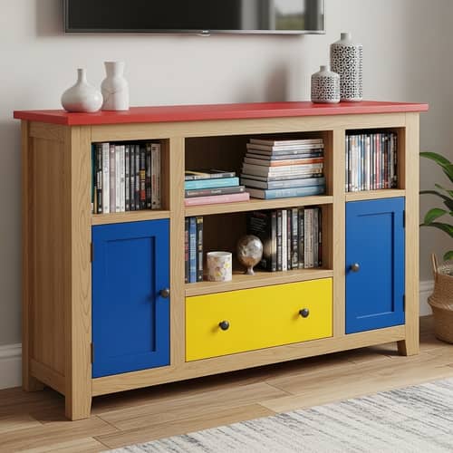 Colourful TV Unit for Cosy Living Room