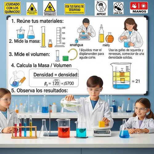 Chemistry Lab Density Exercise for Kids in Spanish