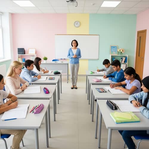 Engaging Math Class in a Bright Classroom Setup