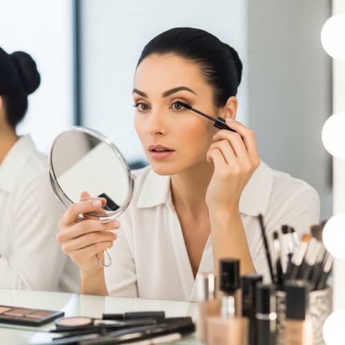 Mascara Lady Applying Makeup | Vanity Scene