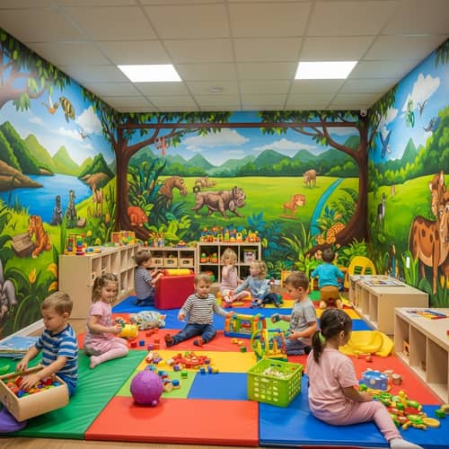 Children's Playroom: Safe & Joyful Environment with Jungle Murals