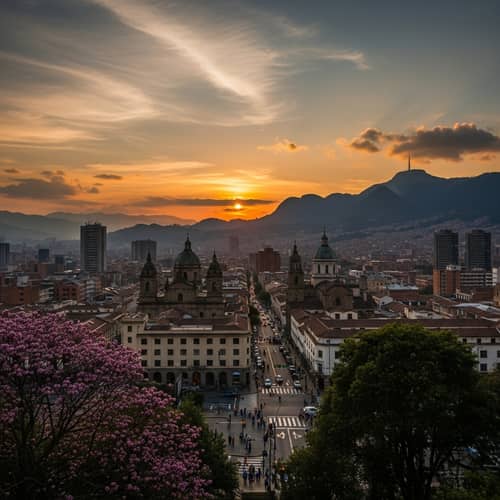 Sunset in Bogota, Colombia - Vibrant Cityscape View