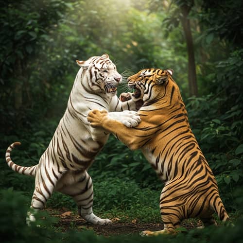 White Tiger vs Brown Tiger: Epic Jungle Battle