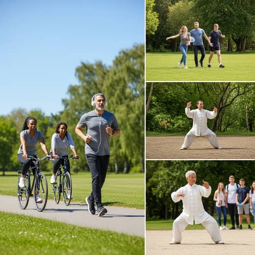 Diverse Physical Activities in a Vibrant Park