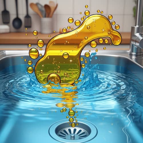 Animated Kitchen Oil-Water Mix in Sink