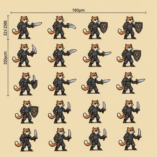 Dungeons and Dragons Pixel Art Sprite Sheet for Furry Character