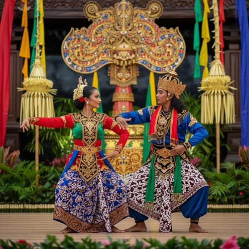 Traditional Javanese Dance in Vibrant Colors