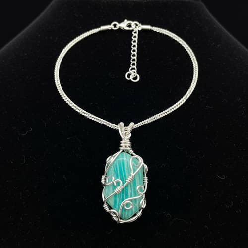 Elegant Amazonite Crystal Wire-Wrapped Necklace