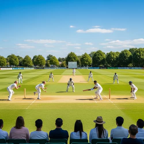 Diverse Cricket Match on Lush Green Field - Global Competition