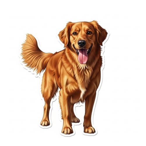 Playful Dog Sticker - Vibrant Amber Fur, Tail Wagging