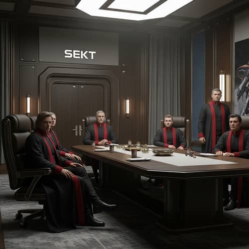 Futuristic Space Corporation Board Meeting | Sekt Executives in Black Robes