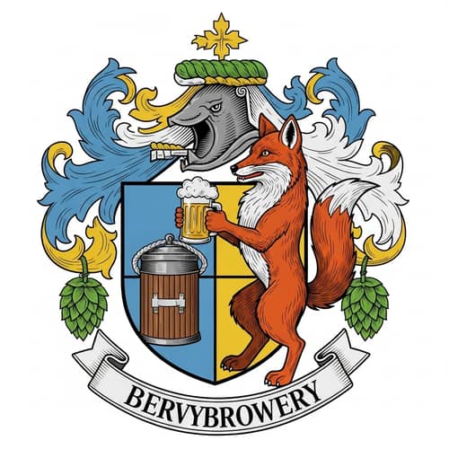Hop Fox Brewery Coat of Arms: Hop-Filled Design