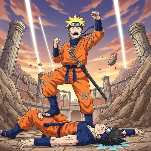 Blonde Spiky-Haired Ninja Triumphs Over Martial Artist
