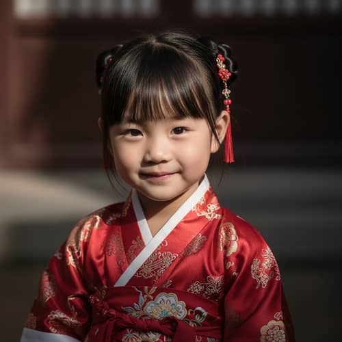 Charming Four-Year-Old Chinese Girl in Traditional Hanfu Dress