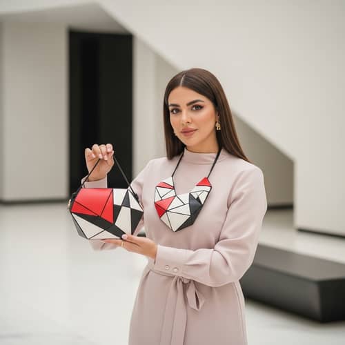 Modern Geometric Female Influencer | Fashionable Middle-Eastern Woman - Website Name