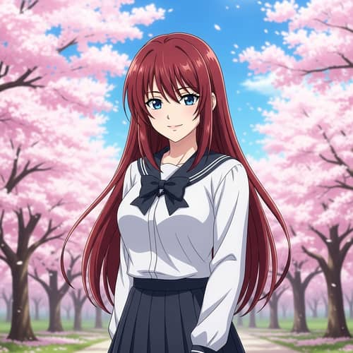 Anime Girl Rias - Japanese Aesthetics and Serenity
