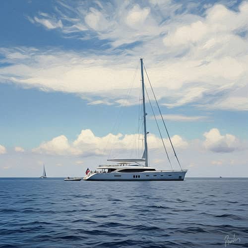 Luxury Yacht Painting - Serene Ocean Impressionist Art
