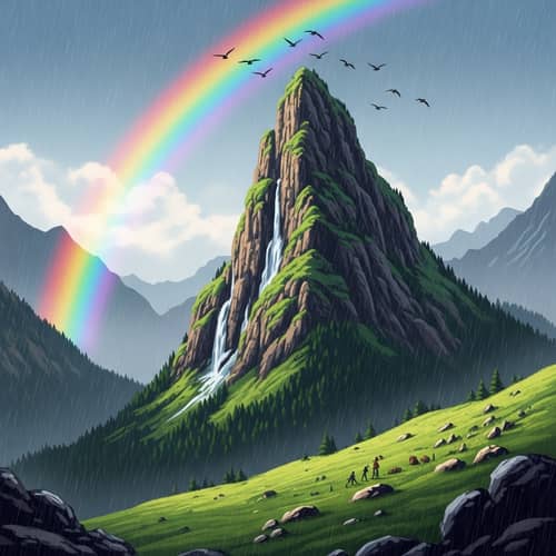 Majestic Rain-Drenched Mountain | Tranquil Beauty