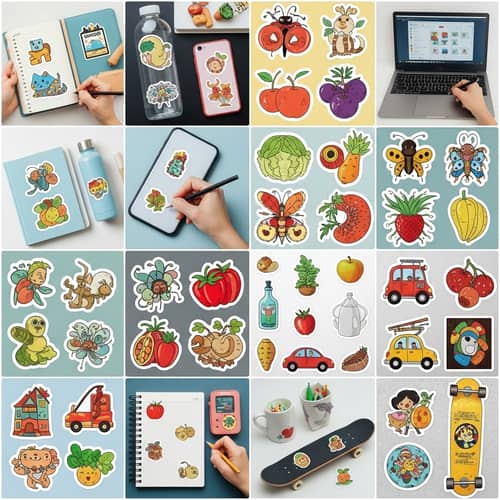 Creative Sticker Designs for Kids | Animals, Fruits, Cars & More
