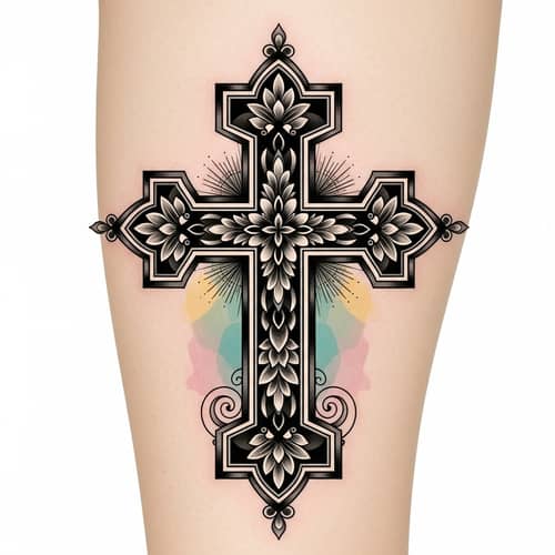 Intricate Cross Tattoo Design for Spiritual Strength