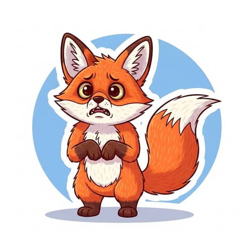 Cute Fearful Fox Sticker Design - Adorable Fluffy Orange Fox