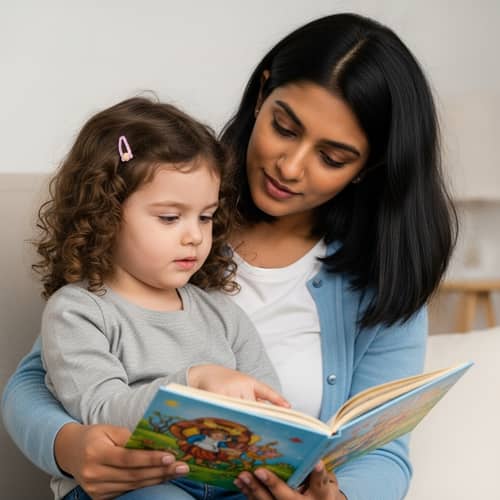 Captivating Fairy Tale: Little Girl and Mother's Tender Moment