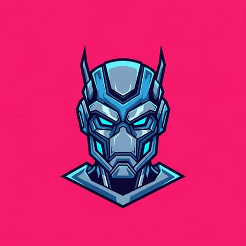 Masculine Futuristic Bot Logo in Pink Background