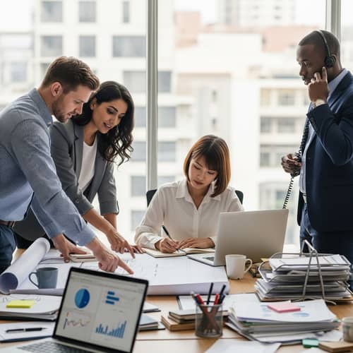 Diverse Group Collaborating in Office Setting | Company Name