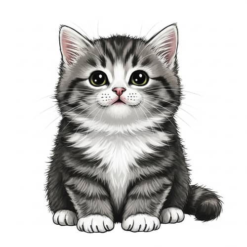 Adorable Chunky Kitten Drawing | Happy & Lovely | White Background