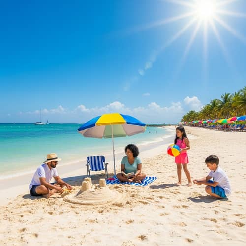 Beach Fun at Riviera Maya: Diverse Group Enjoying Vacation