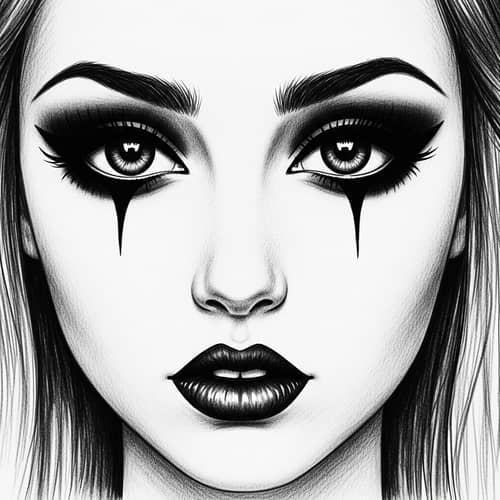 Gothic Style Sketch of a Young Woman