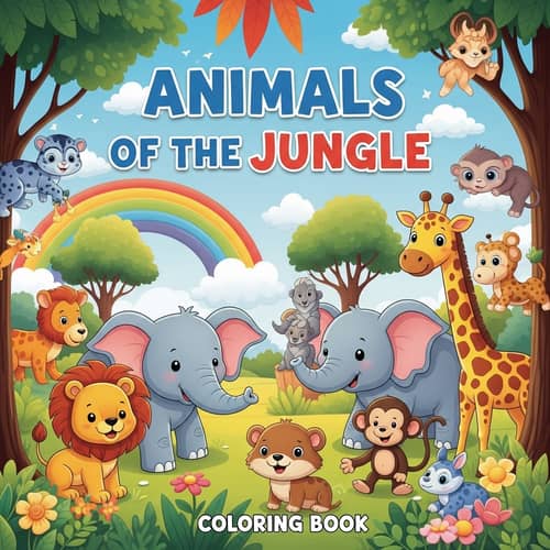 Animals of the Jungle Coloring Book Cover