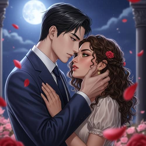 Romantic Cinematic Scene with East Asian Man and Middle-Eastern Woman