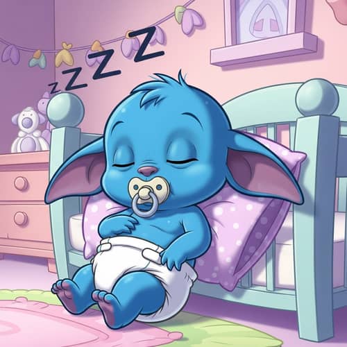 Adorable Baby Alien Critter in Sleeping Position - Cartoonish Style