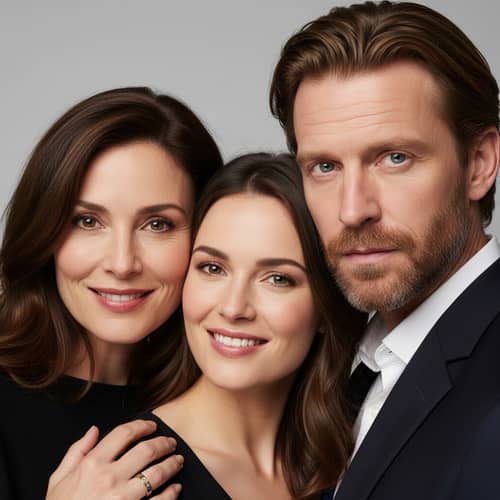 Elegant French Actress & Distinguished Scottish Actor in Family Portrait