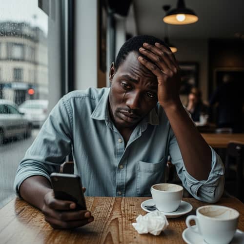 Sad Sudanese Man in Foreign Land: Cut Off From Family Sad Sudanese Man in Foreign Land: Cut Off From Family