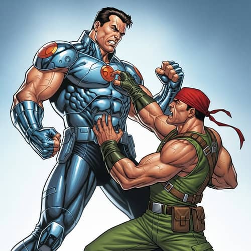 Terminator vs John Rambo - Epic Battle of Power and Determination