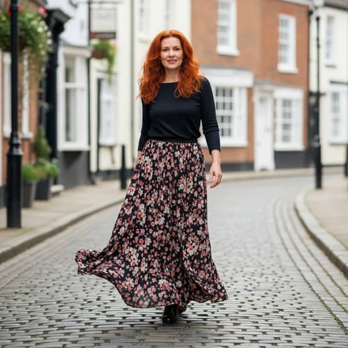 Sophisticated Caucasian Woman in Her 40s with Fiery Red Hair | Graceful Style