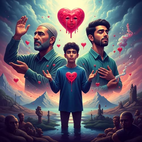 Surrealistic Portrait of Diverse Trio in Dreamlike World