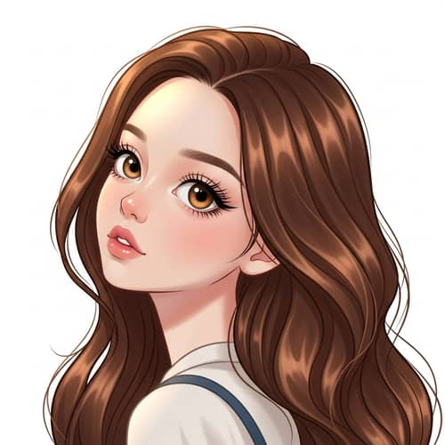 Charming Girl with Chestnut Hair and Honey-Colored Eyes