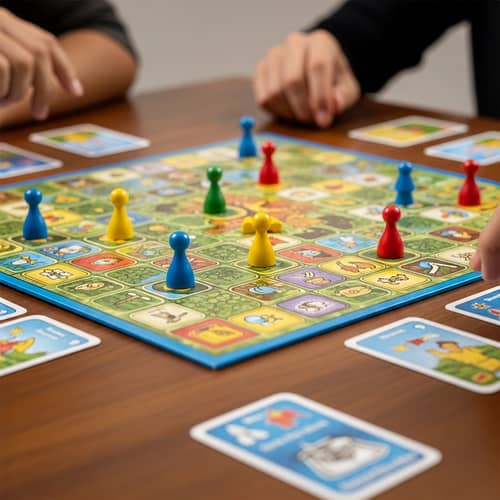 Lively Board Game Fun | Colorful Game Pieces & Cards