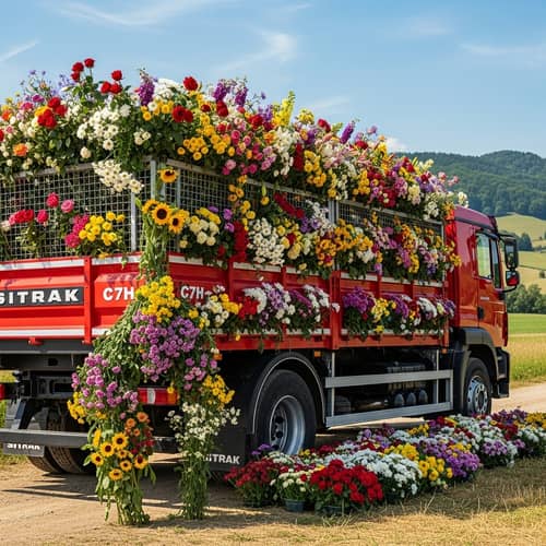 Sitrak Truck with Colorful Flowers | Fresh Flower Delivery