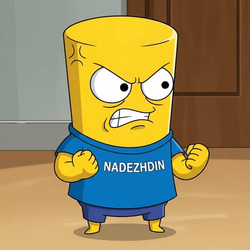 Nadezhdin Character: Bright Yellow, Comical Eyes, Clenched Fists