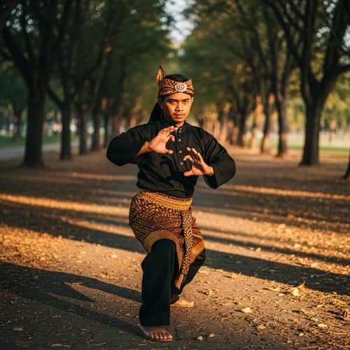 Pencak Silat Warrior in Traditional Attire | Intense Focus