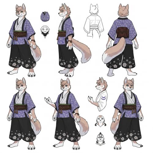 Kemono Style Anthro Character Reference Sheet