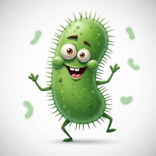 Comical Infectious Bacterium Cartoon | Vibrant Green Character