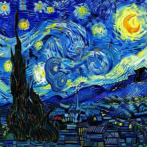 Abstract Starry Night Art: Deep Blues & Vivid Yellows