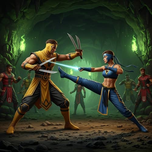 Intense Hand-to-Hand Combat Game with Colorful Fighter Costumes